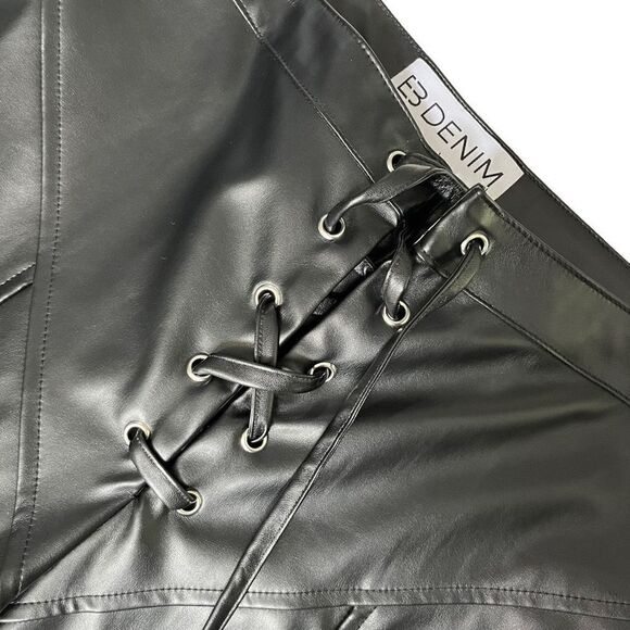 EB Denim Faux Leather Lace Up Pants in Black‎ - Picture 6 of 8